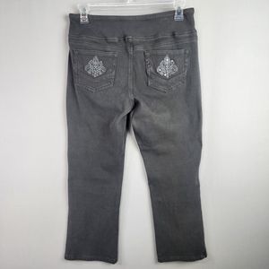 Belle by Kim Gravel Jeans Grey Pull On Stretch Sz 12 Petite